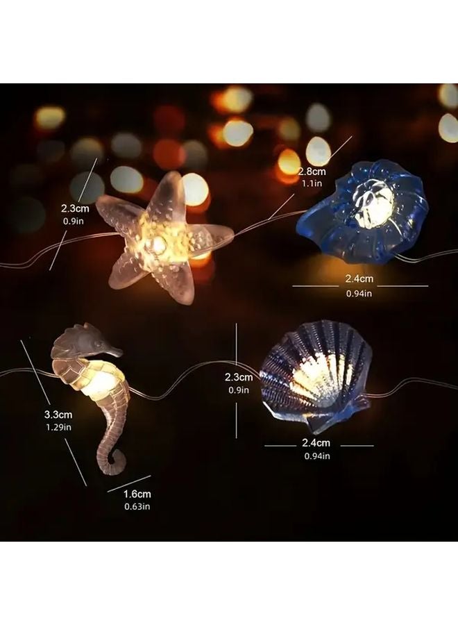 20 Lights Sea Animal LED String Decor Turtles Starfish Seahorses Shells Battery Operated - Image 4